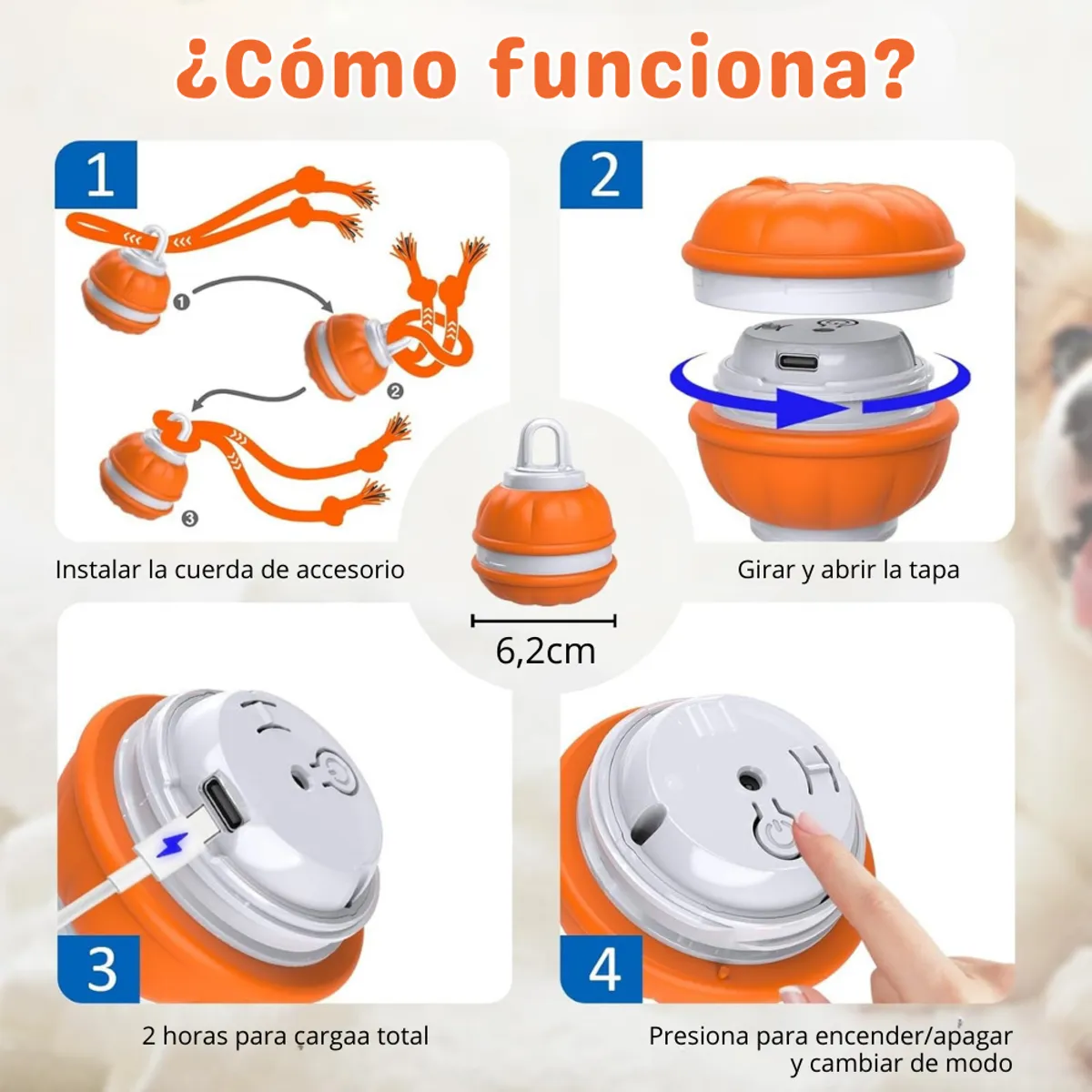 GENERICO - Juguete Interactivo para Perros con Soga Pelota Giratoria