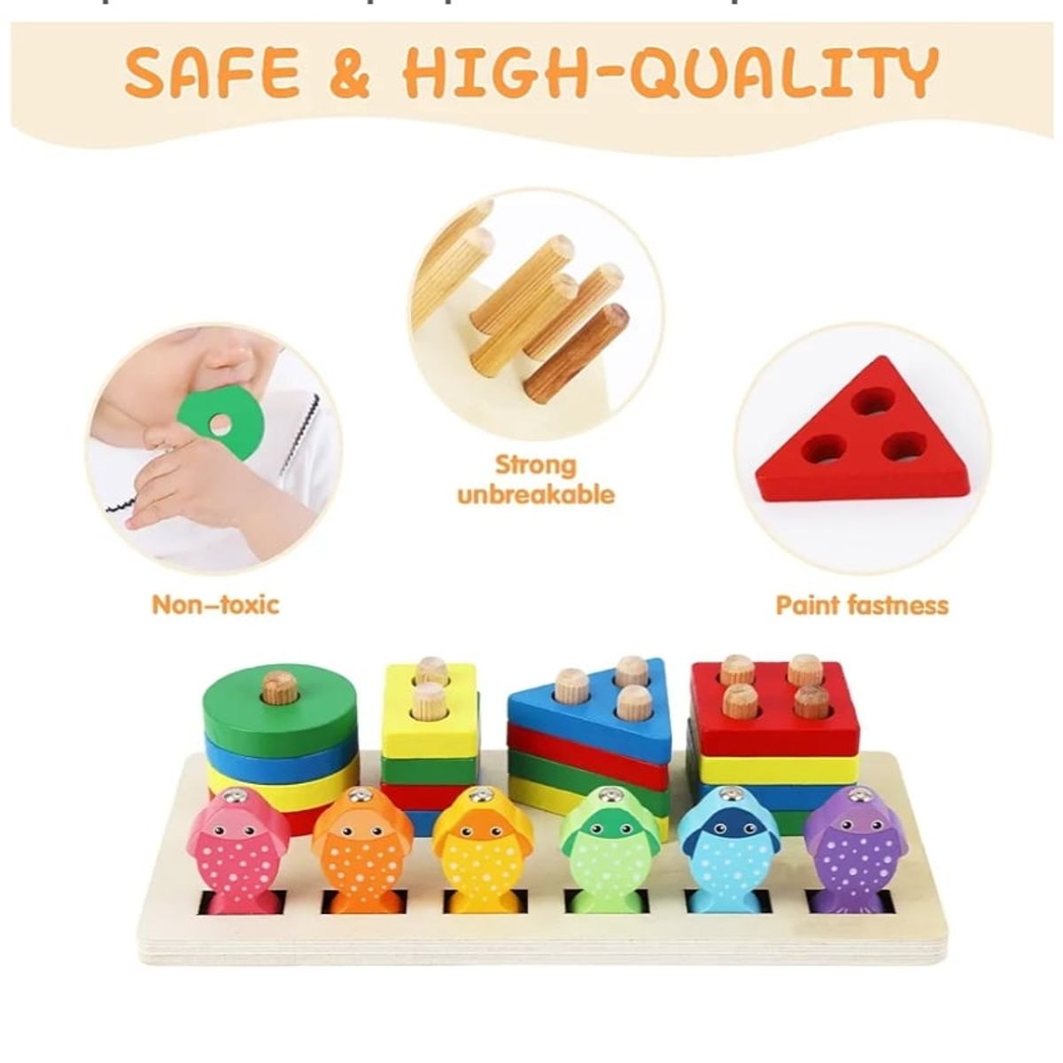 GENERICO - Juego didáctico Montessori 2 en 1 -  Pesca y encaja