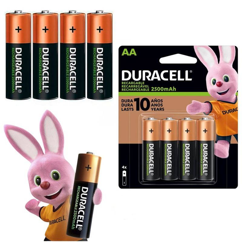 DURACELL - Pilas AA recargables DURACELL 2500mAh Blister x 4 Unidades baterias