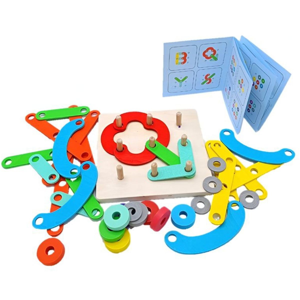 GENERICO - Juego Tablero Geométrico Montessori - Crea y Ensambla