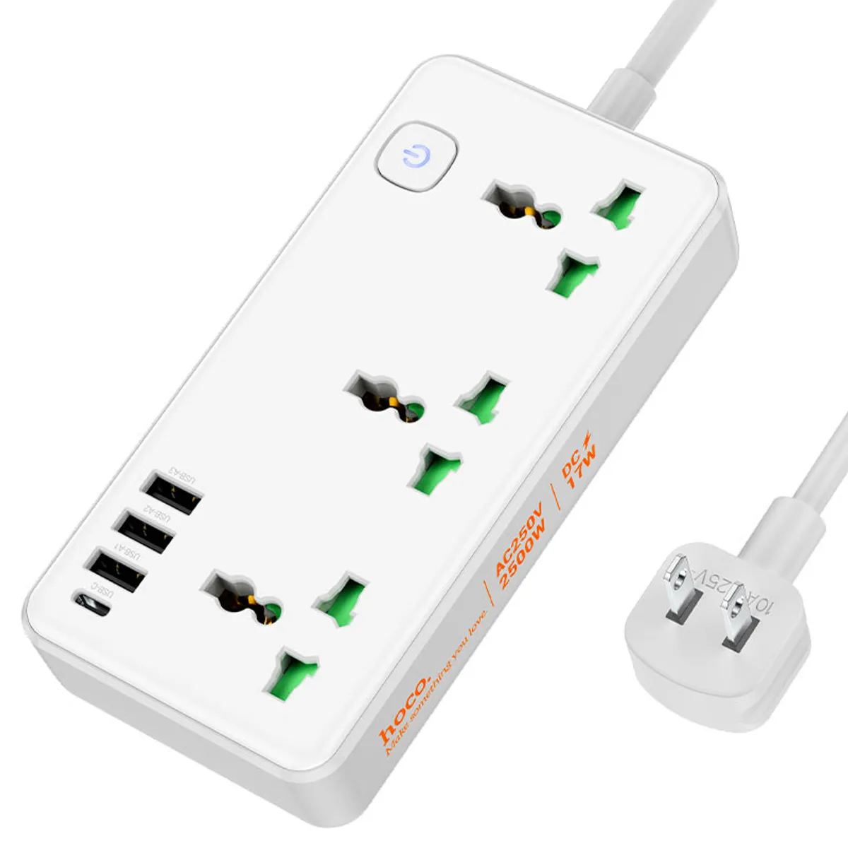 HOCO - REGLETA EXTENSION DE CORRIENTE X3  -  USB X3