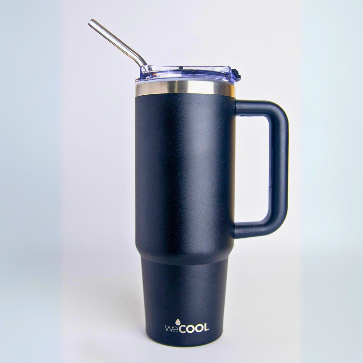 WECOOL - Mug 30oz- Negro Tapa Clásica con kit de cañitas