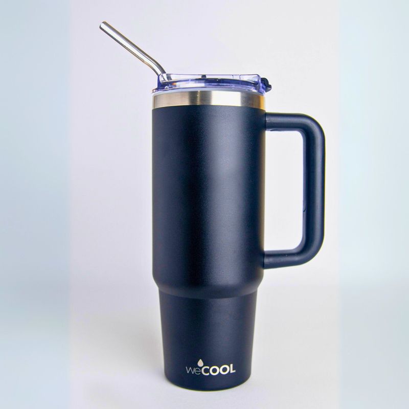 WECOOL - Mug 30oz- Negro Tapa Clásica con kit de cañitas
