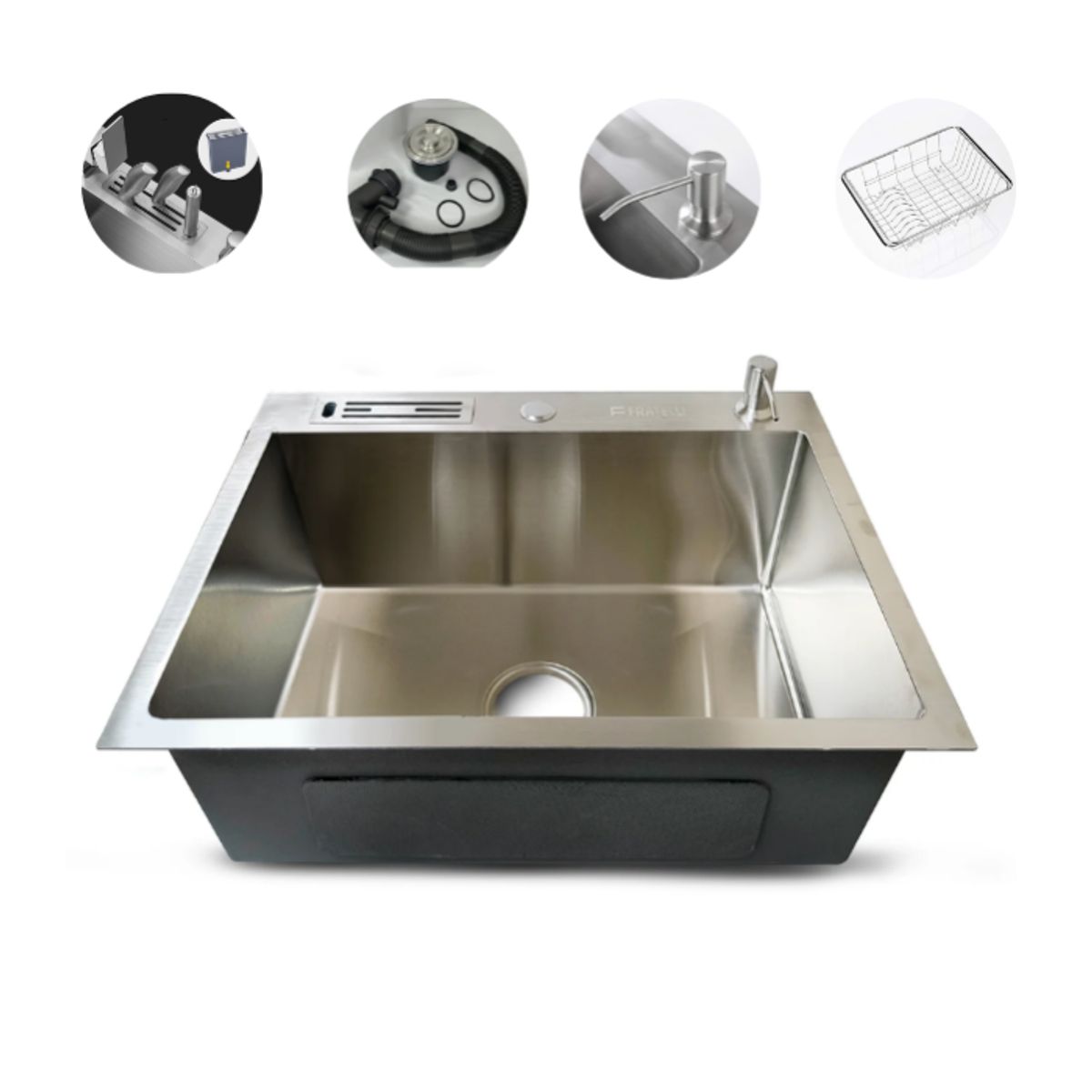 FRATELLI - LAVADERO DE COCINA ACERO CON PORTA CUCHILLO SATINADO PRM-6045S