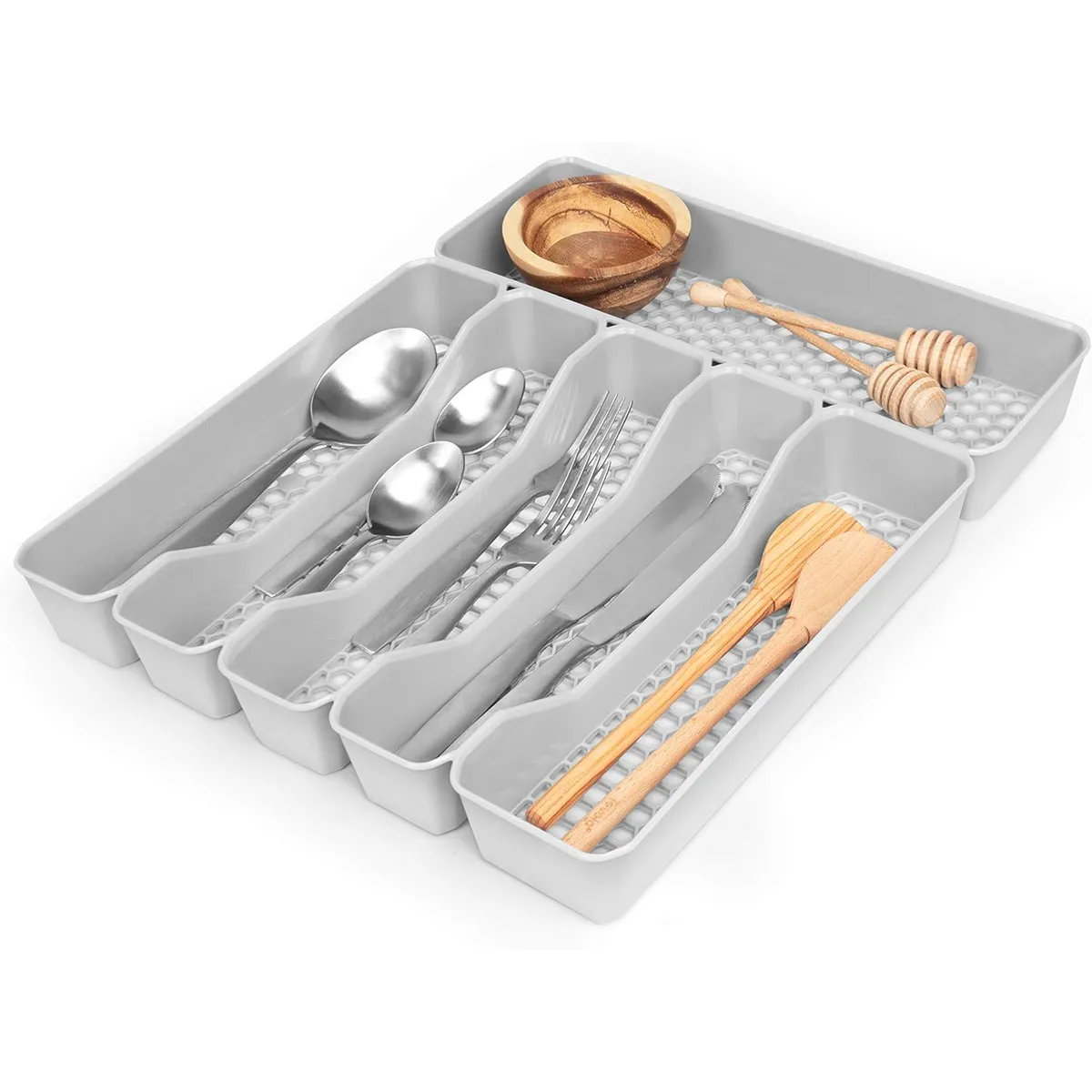 SPECTRUM - Bandeja porta cubiertos 6 divisiones Hexa gris