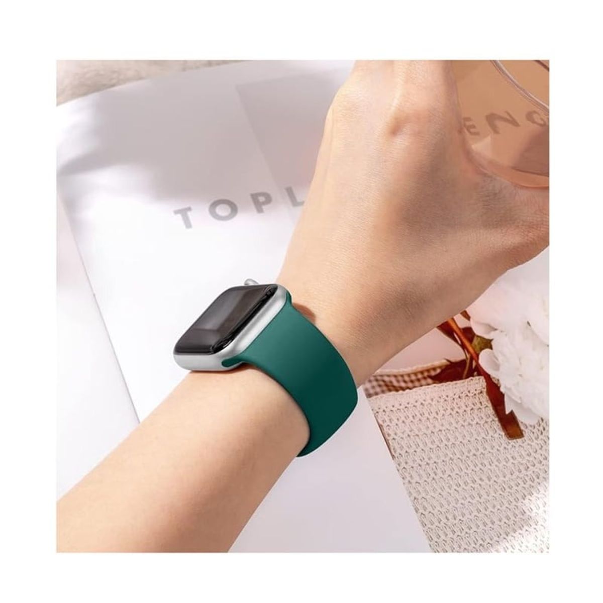 GENERICO - CORREA DE SILICONA PARA WATCH 38-40-41 MM VERDE OSCURO