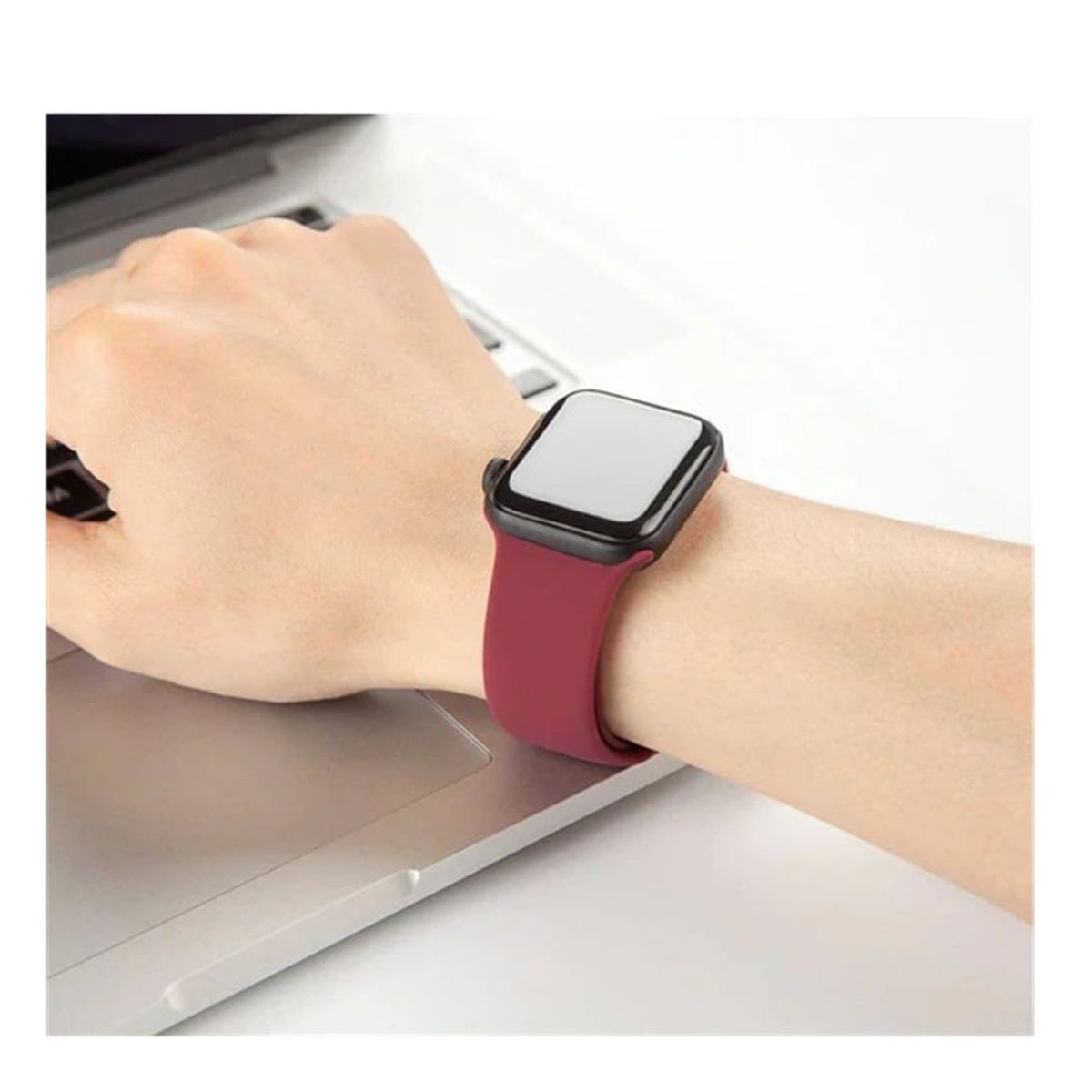 GENERICO - CORREA DE SILICONA PARA WATCH 38-40-41 MM ROJO VINO