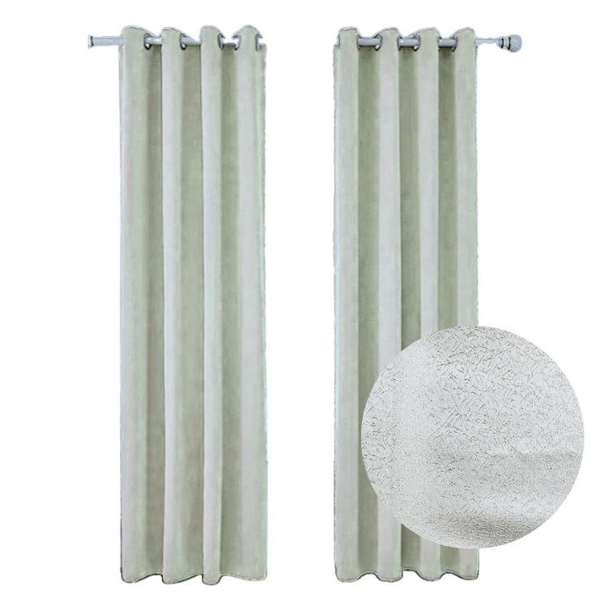 SALA FABULOSA - Cortina con aros en 2 paños- 3mts ancho x 2.30 alto. - Perla