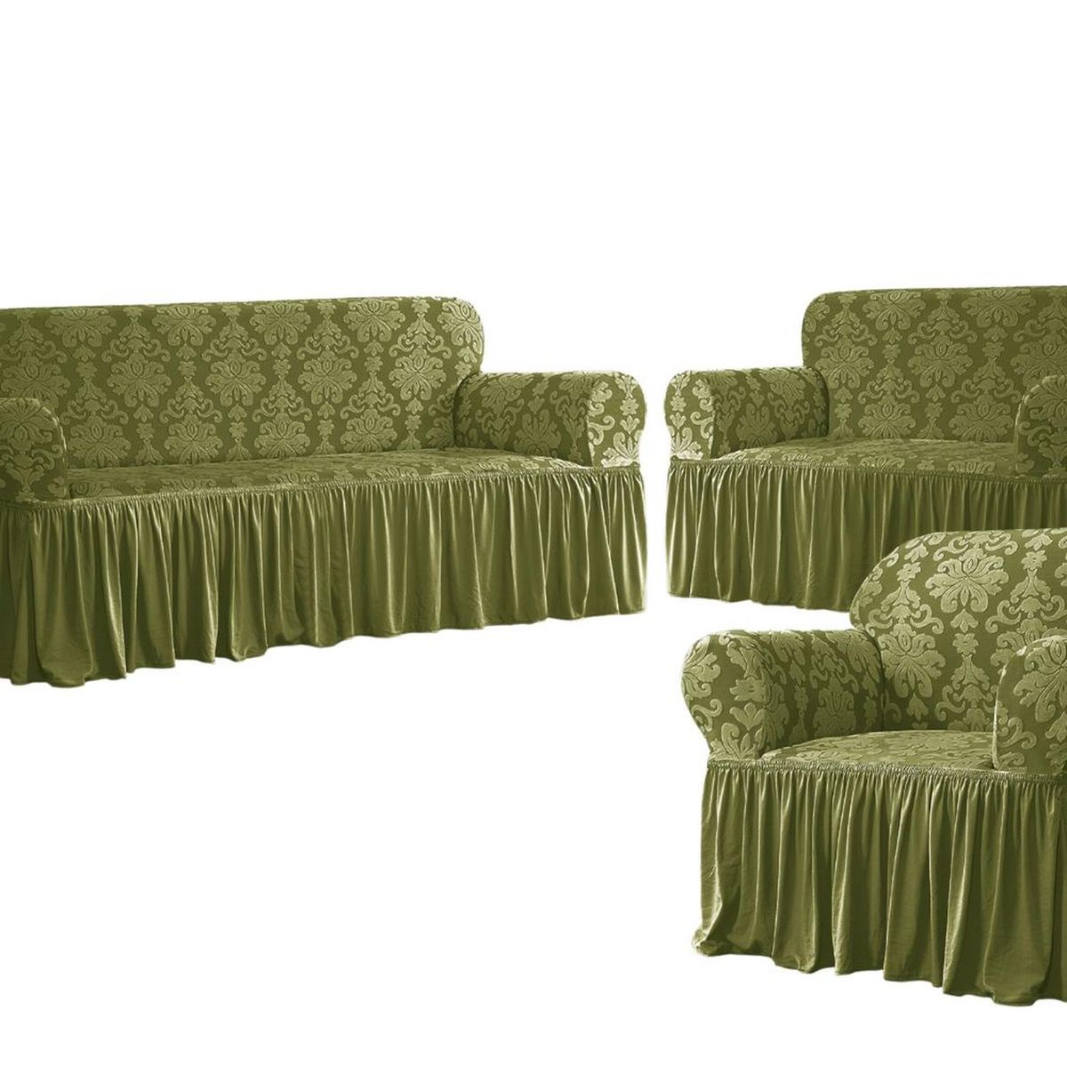 SALA FABULOSA - Funda de mueble 3-2-1 Labrado imperial - Olivo