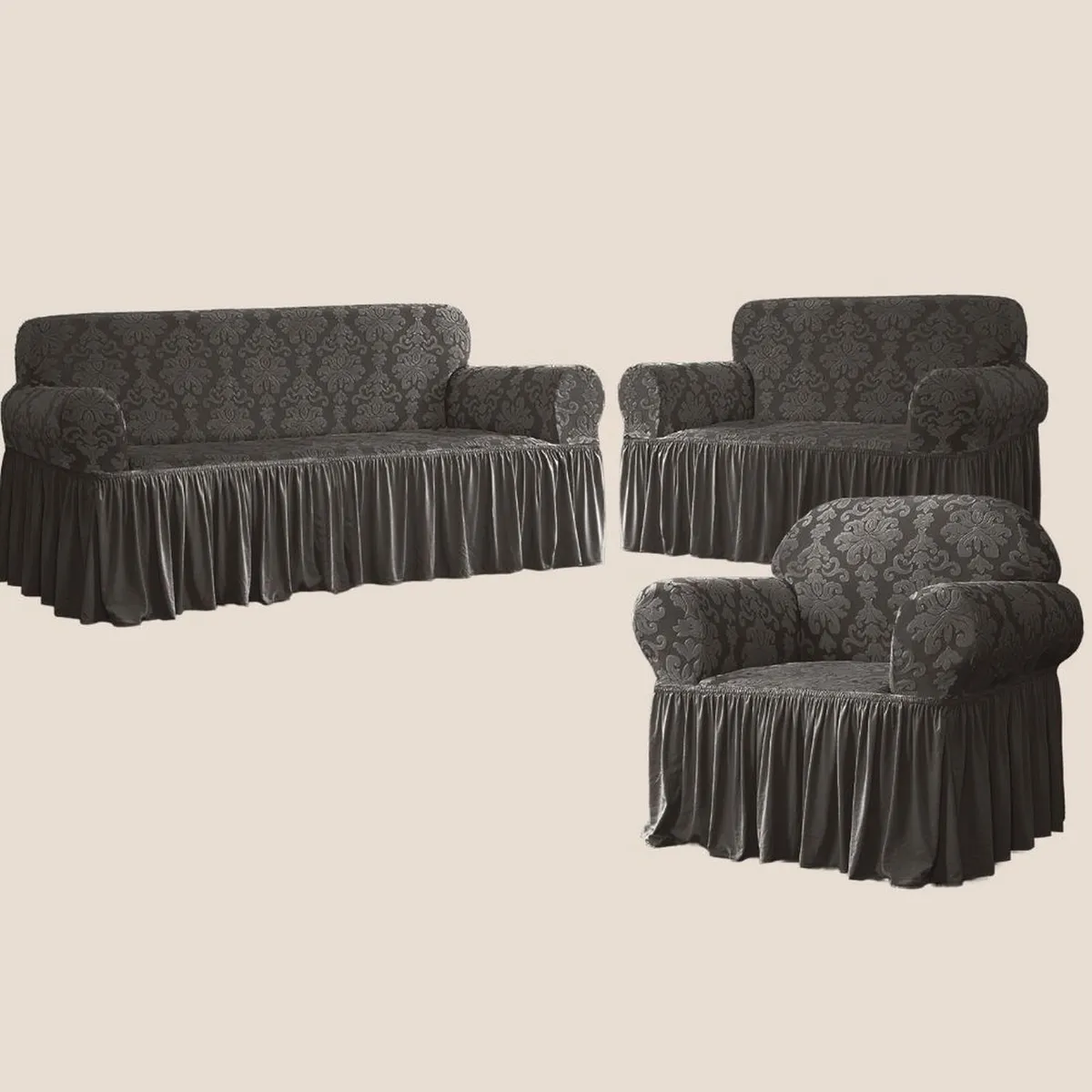 SALA FABULOSA - Funda de mueble 3-2-1 Labrado imperial - Negro