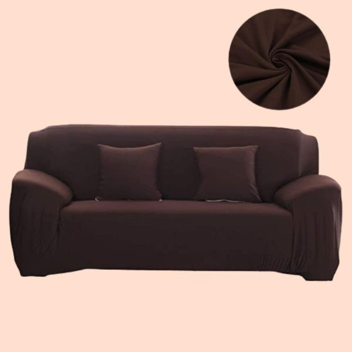 SALA FABULOSA - Funda de mueble 3-2-1 en Lycra color entero - Chocolate