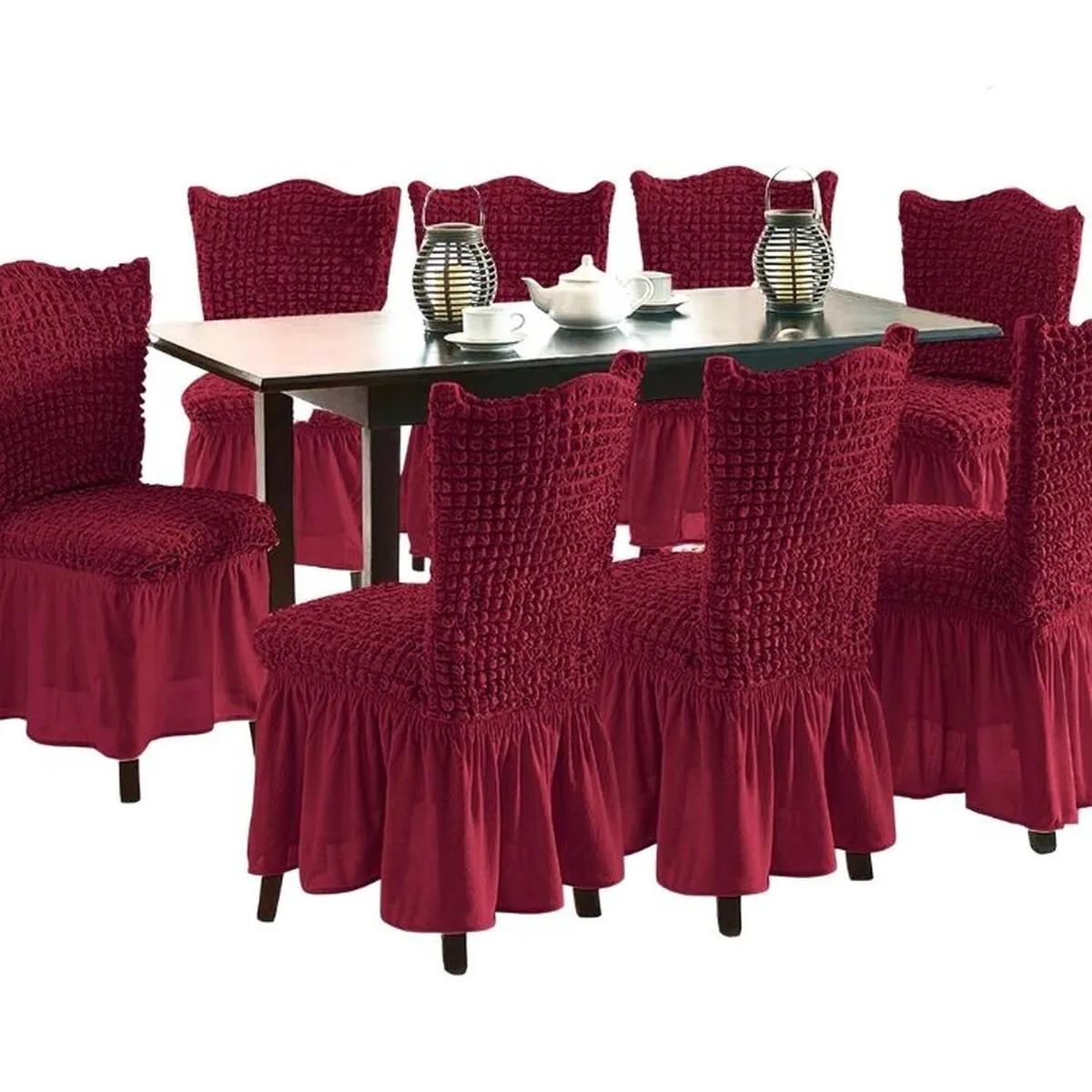 SALA FABULOSA - Funda de silla en Burbuja color entero 8 piezas - Guinda