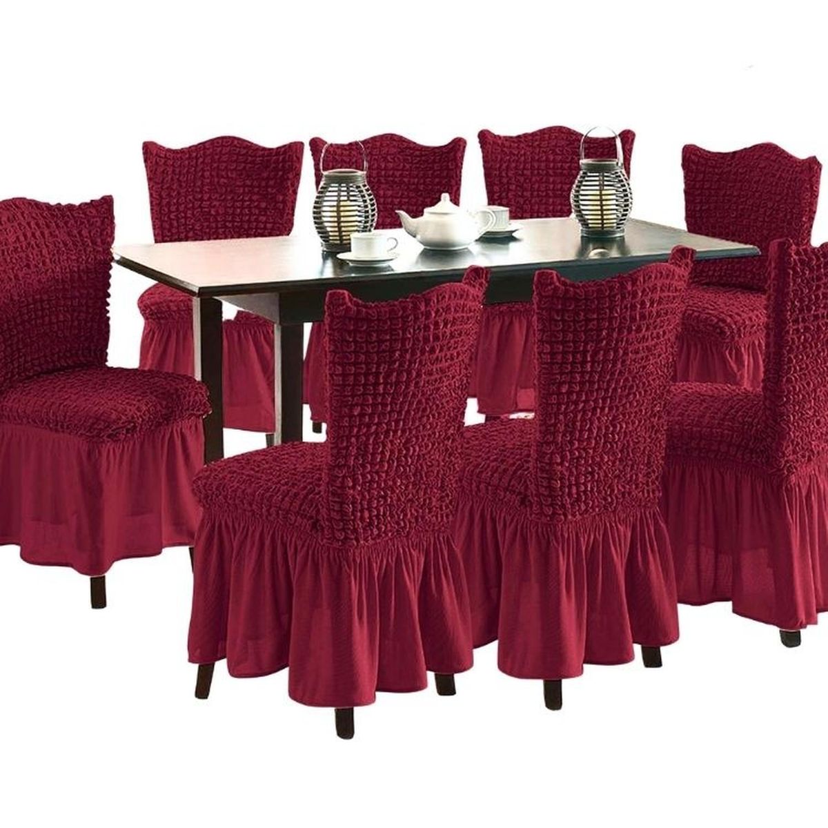 SALA FABULOSA - Funda de silla en Burbuja color entero 8 piezas - Guinda