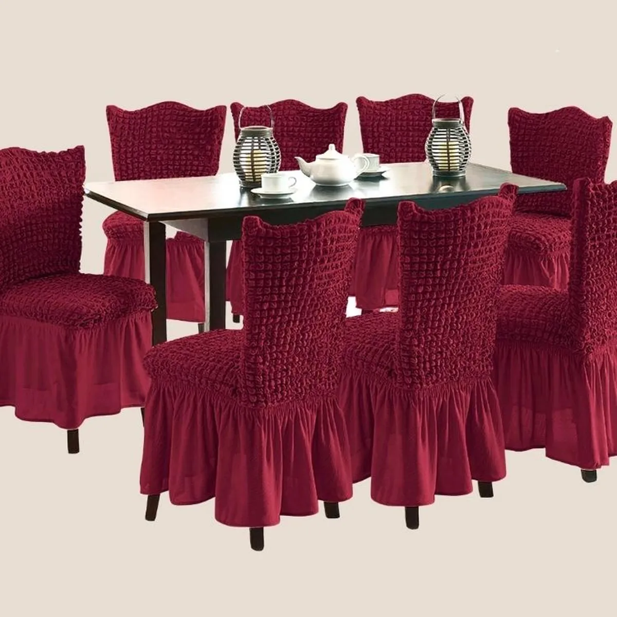 SALA FABULOSA - Funda de silla en Burbuja color entero 8 piezas - Guinda