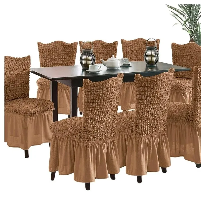 SALA FABULOSA - Funda de silla en Burbuja color entero 8 piezas - Camel