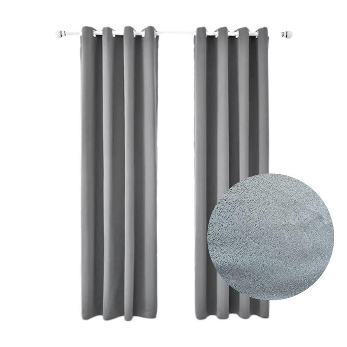 SALA FABULOSA - Cortina con aros en 2 paños- 3mts ancho x 2.30 alto. - Gris