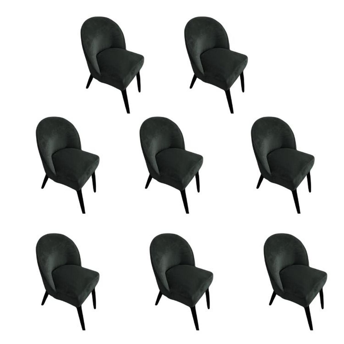 SALA FABULOSA - Funda de silla VINTAGE en terciopelo liso 8 piezas - Negro