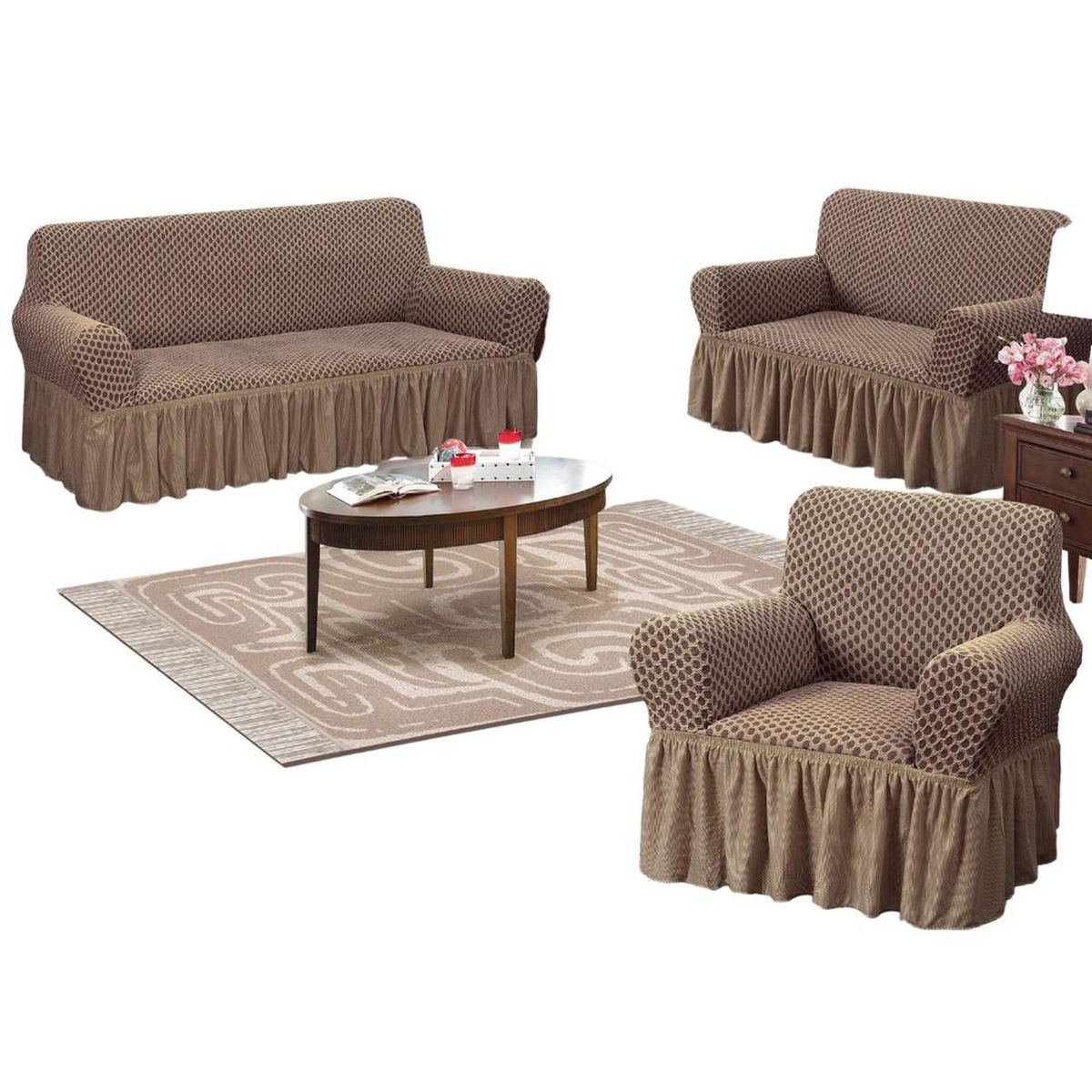 SALA FABULOSA - Funda de mueble alto relieve Royal 3-2-1 - Chocolate