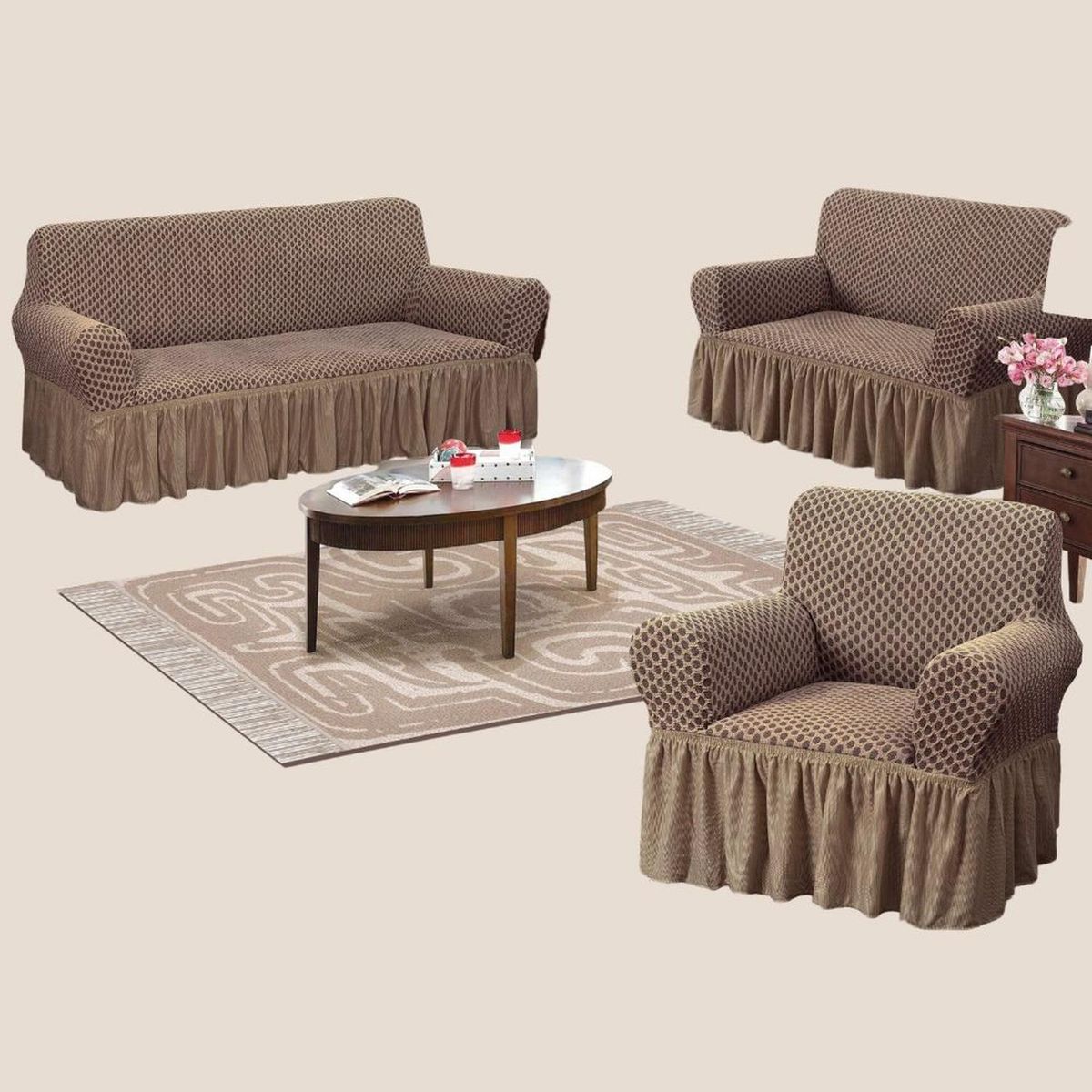 SALA FABULOSA - Funda de mueble alto relieve Royal 3-2-1 - Chocolate