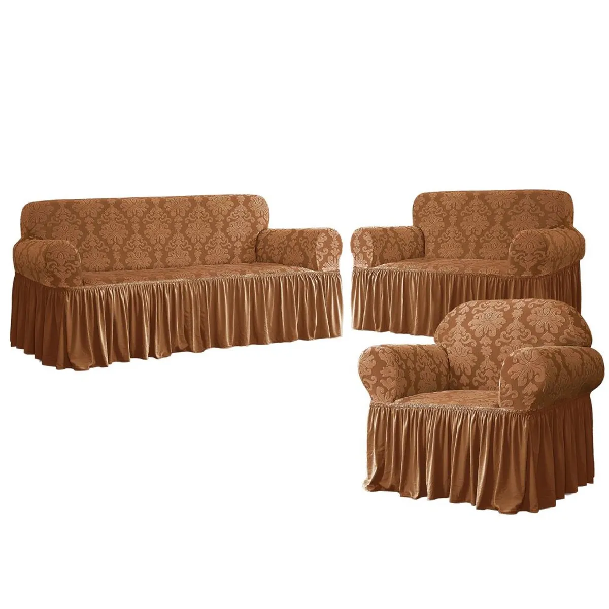 SALA FABULOSA - Funda de mueble 3-2-1 Labrado imperial - Oro viejo