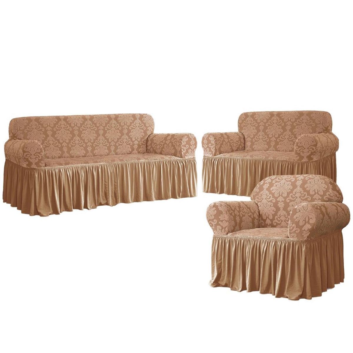 SALA FABULOSA - Funda de mueble 3-2-1 Labrado imperial - Oro claro