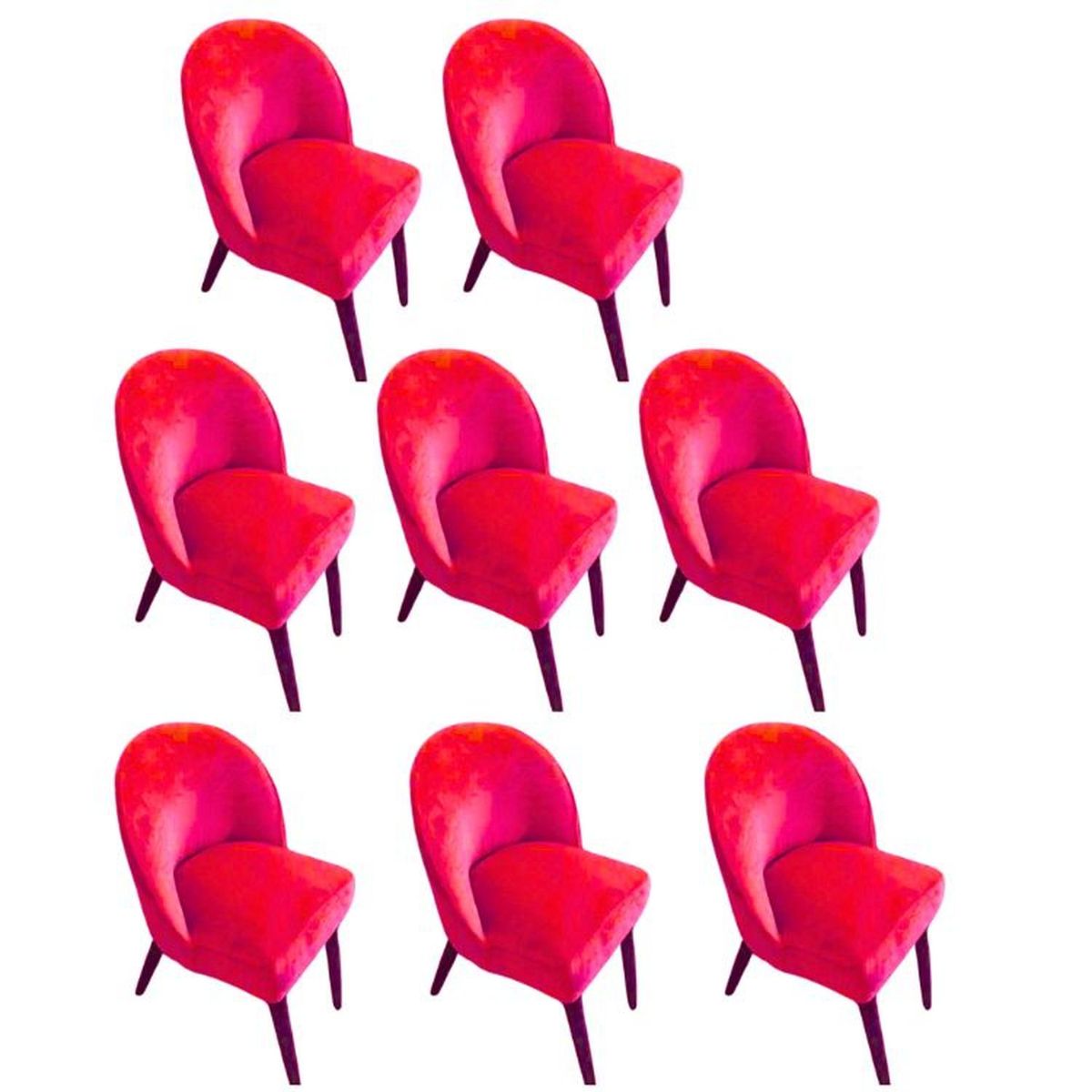 SALA FABULOSA - Funda de silla VINTAGE en terciopelo liso 8 piezas - Rojo