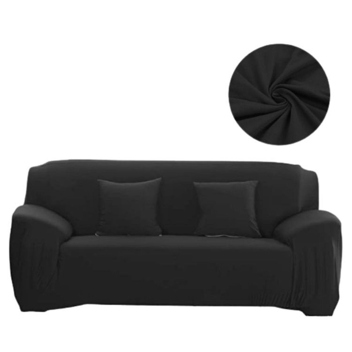 SALA FABULOSA - Funda de mueble 3-2-1 en Lycra color entero - Negro