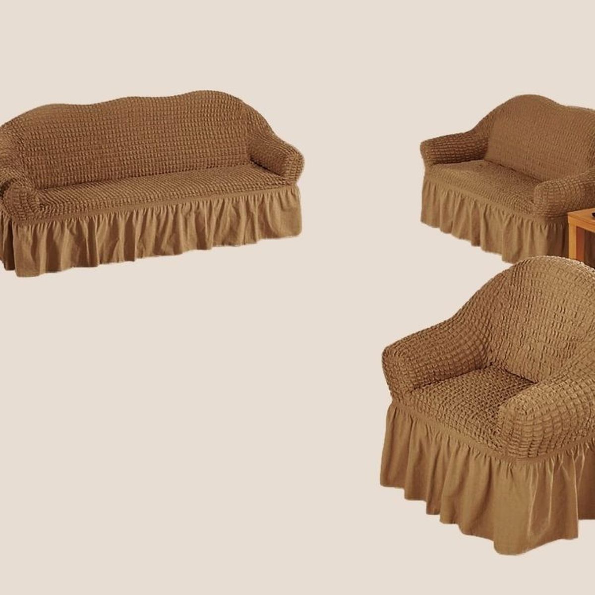 SALA FABULOSA - Funda de mueble 3-2-1 en burbuja color entero - Camel