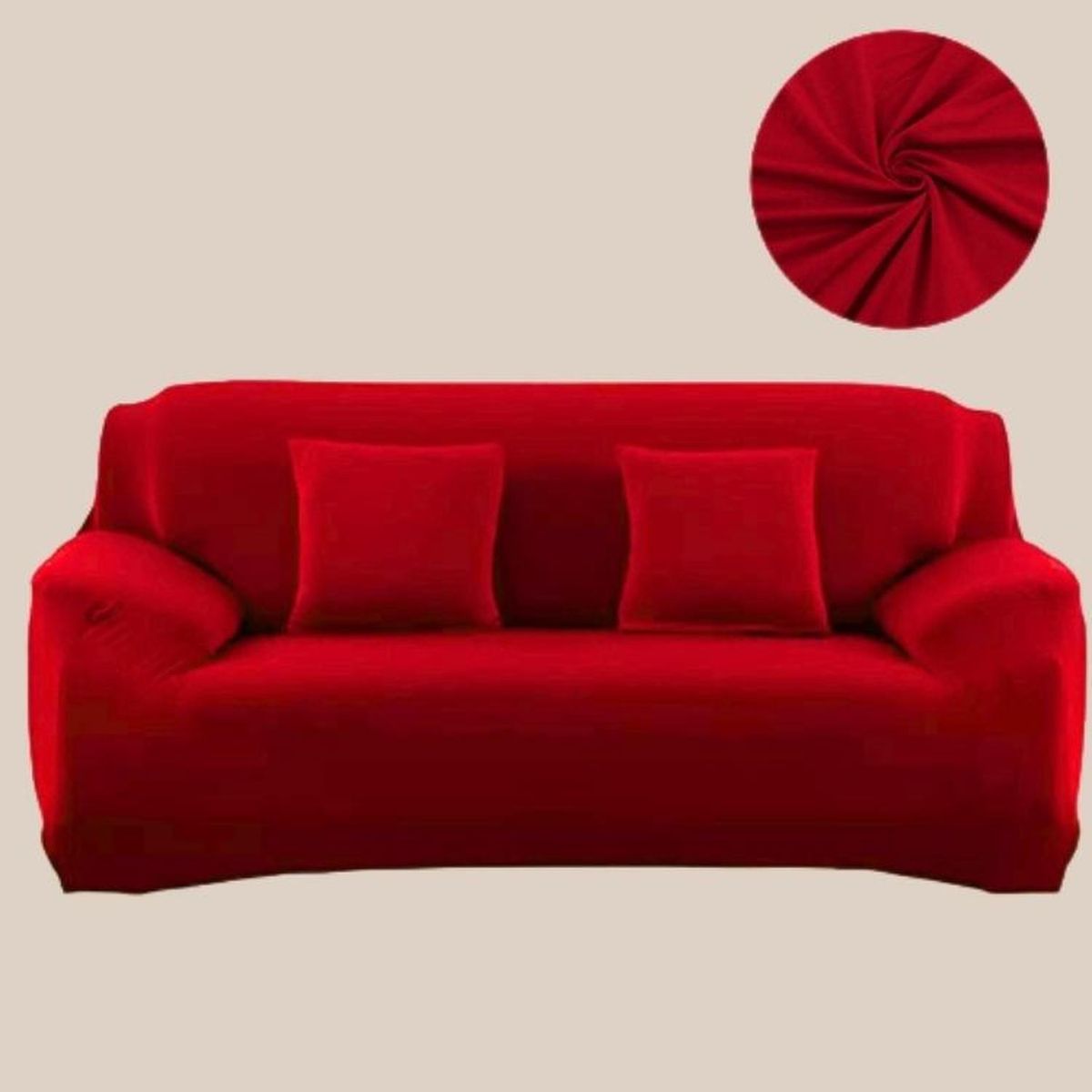 SALA FABULOSA - Funda de mueble 3-2-1 en Lycra color entero - Rojo