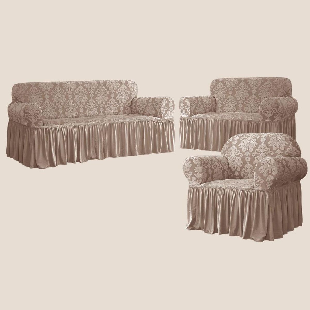 SALA FABULOSA - Funda de mueble 3-2-1 Labrado imperial - Beige