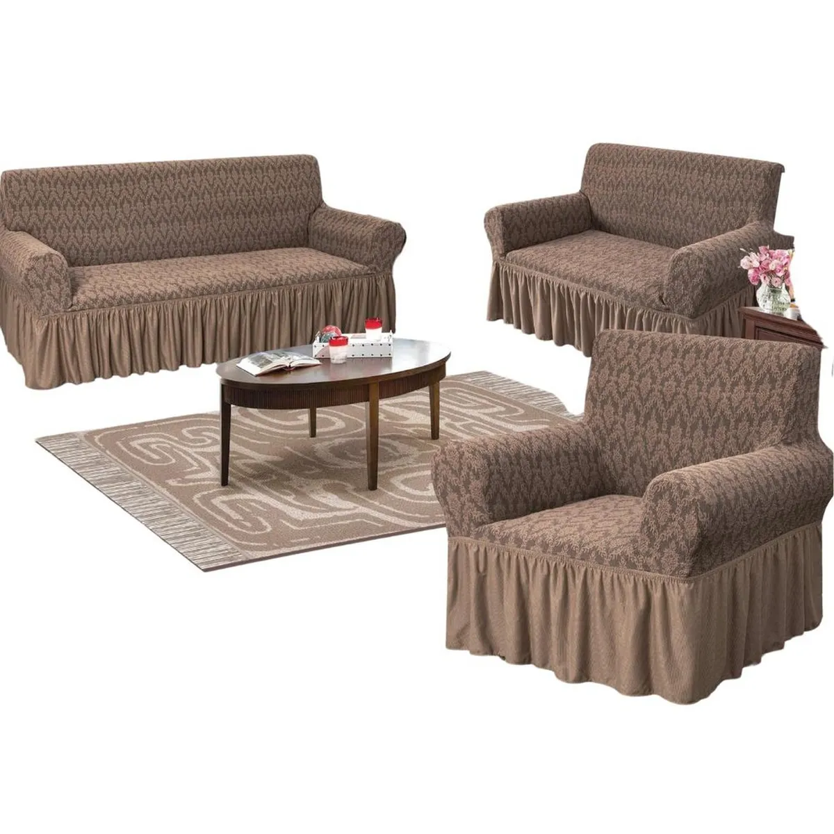 SALA FABULOSA - Funda de mueble alto relieve diamante 3-2-1 - Chocolate