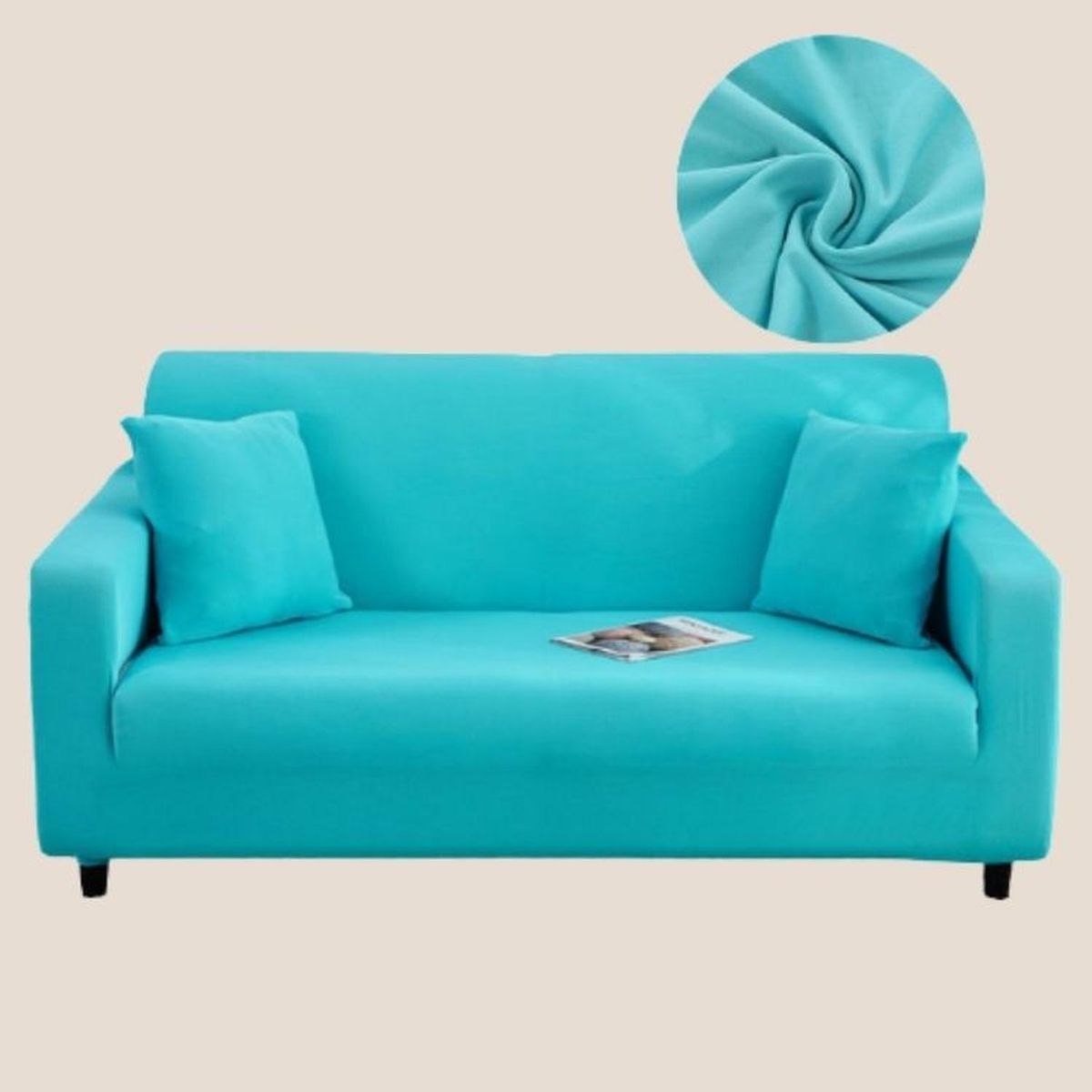 SALA FABULOSA - Funda de mueble 3-2-1 en Lycra color entero - Turquesa