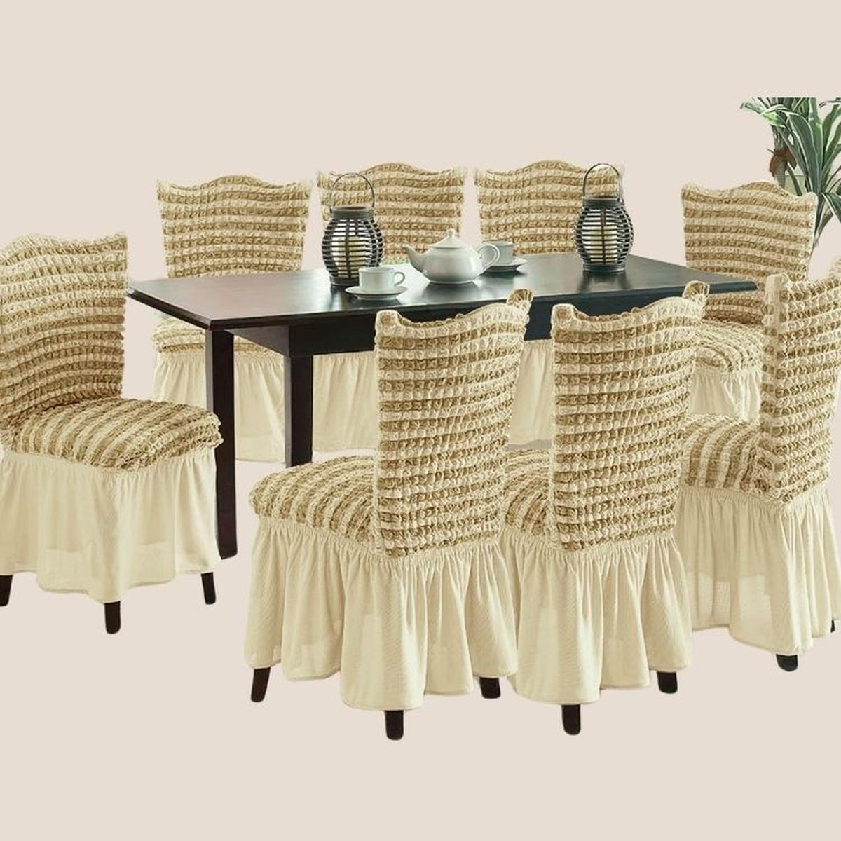 SALA FABULOSA - Funda de silla en Burbuja bicolor 8 piezas - Beige
