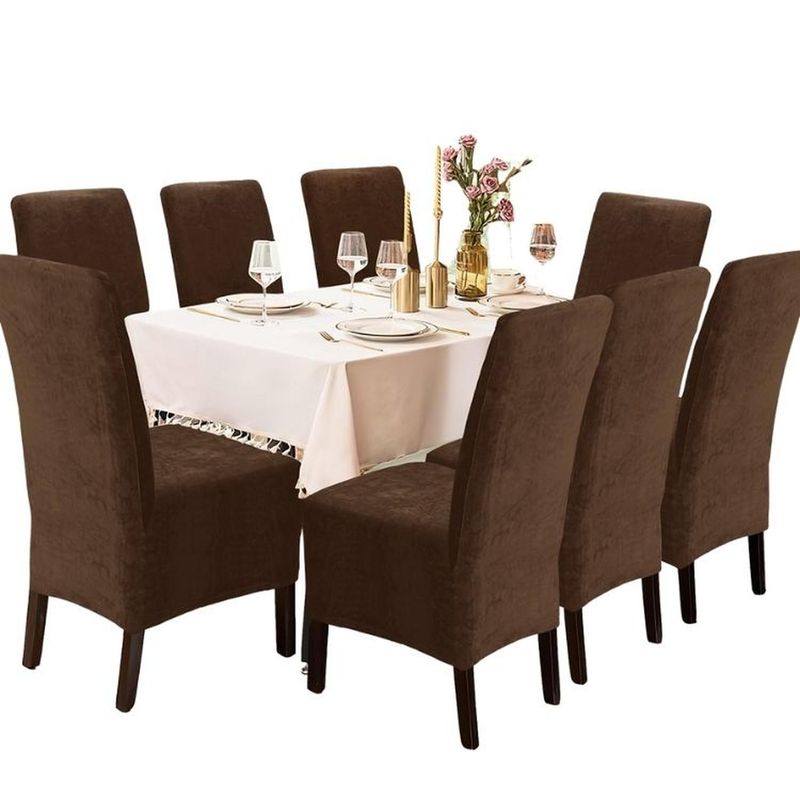 SALA FABULOSA - Funda de silla en terciopelo liso 8 piezas - Chocolate