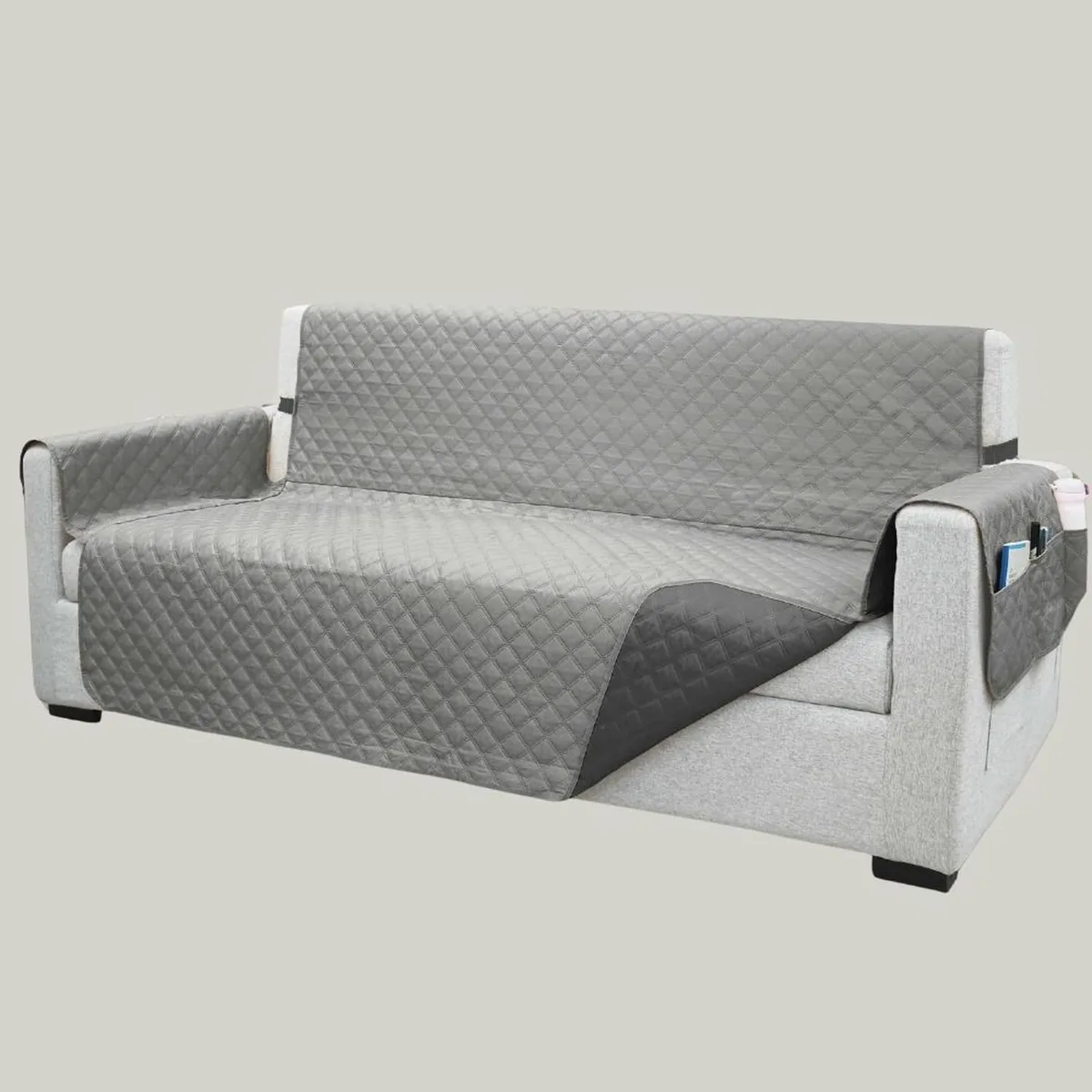 SALA FABULOSA - Protector de mueble 3-2-1 antifluído y reversible - Gris/Plomo