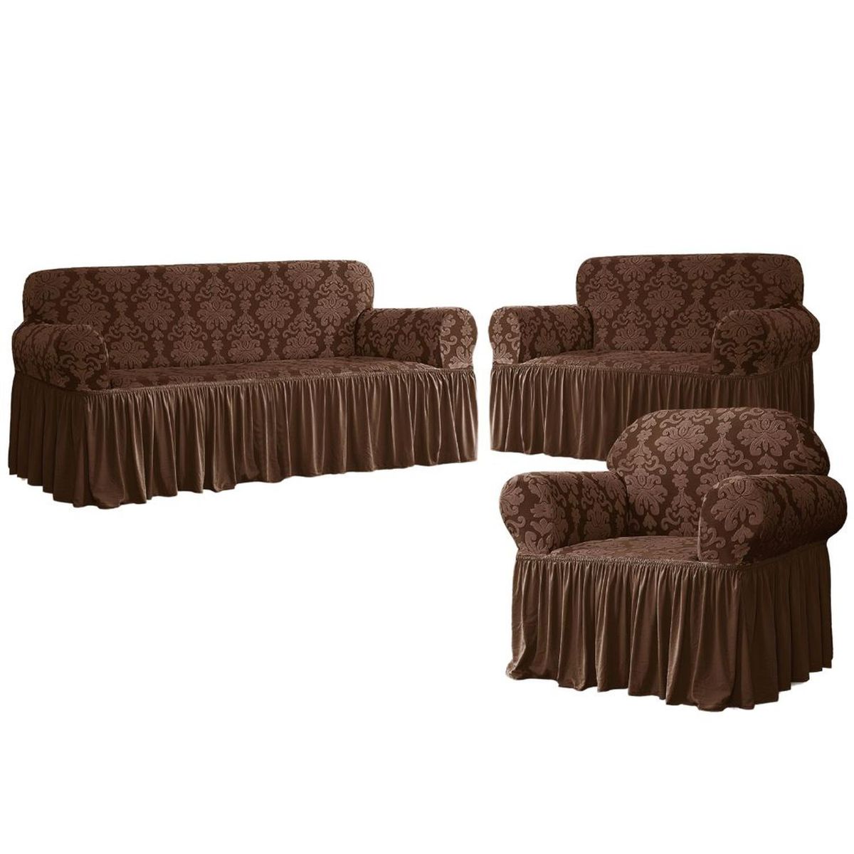 SALA FABULOSA - Funda de mueble 3-2-1 Labrado imperial - Chocolate