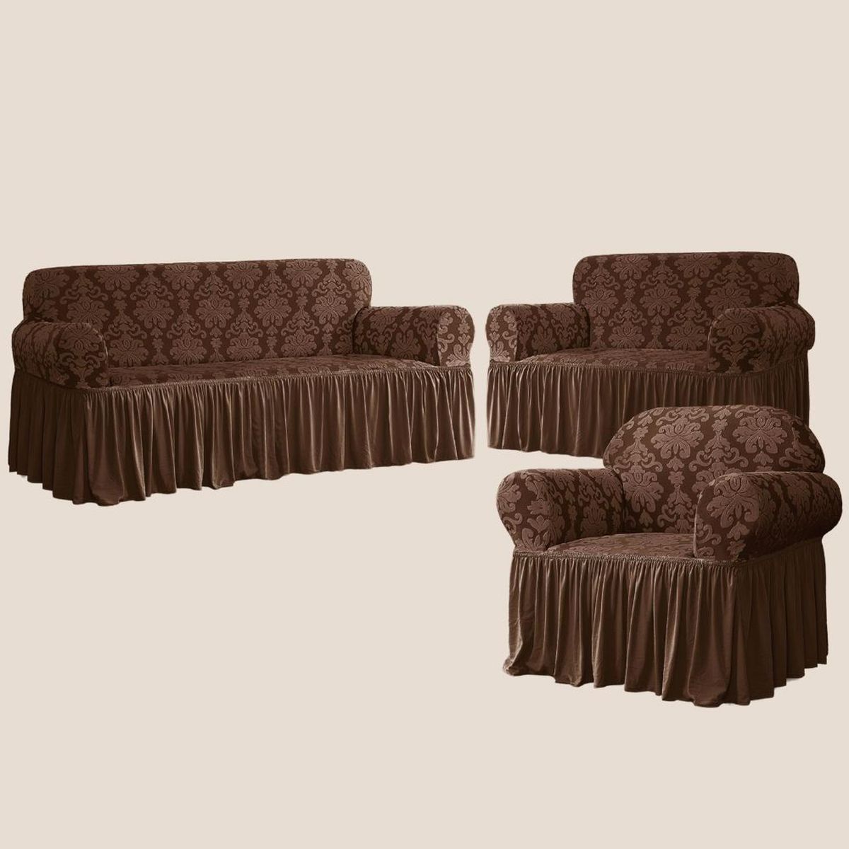 SALA FABULOSA - Funda de mueble 3-2-1 Labrado imperial - Chocolate