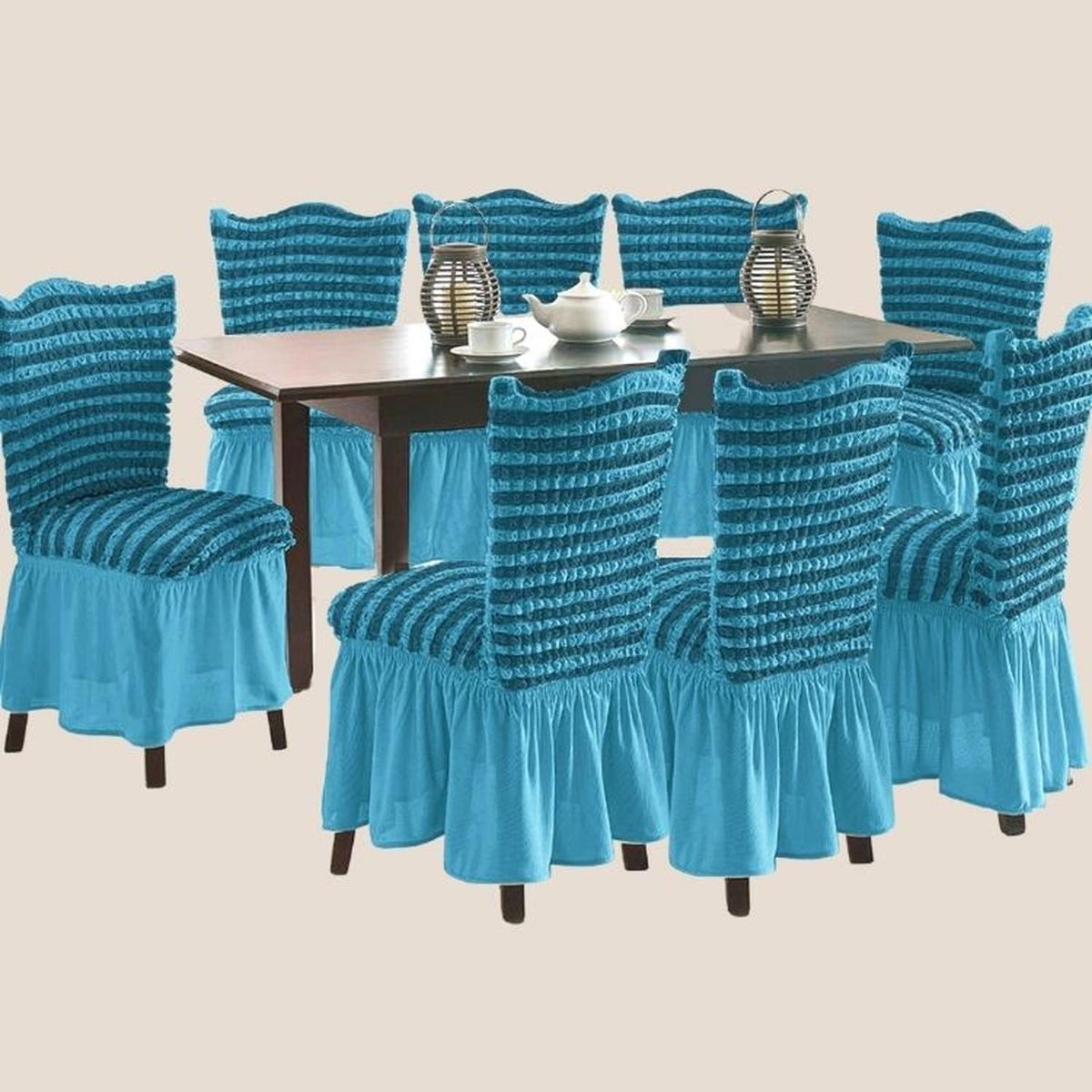 SALA FABULOSA - Funda de silla en Burbuja bicolor 8 piezas - Turquesa