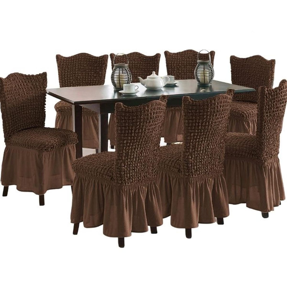 SALA FABULOSA - Funda de silla en Burbuja color entero 8 piezas - Chocolte