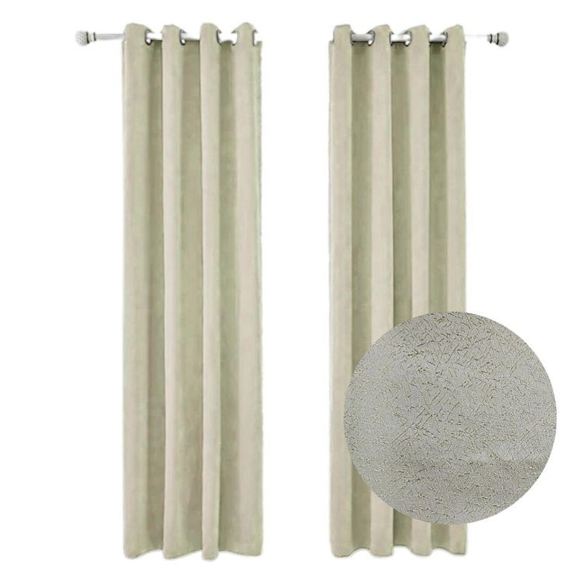 SALA FABULOSA - Cortina con aros en 2 paños- 3mts ancho x 2.30 alto. - Crema