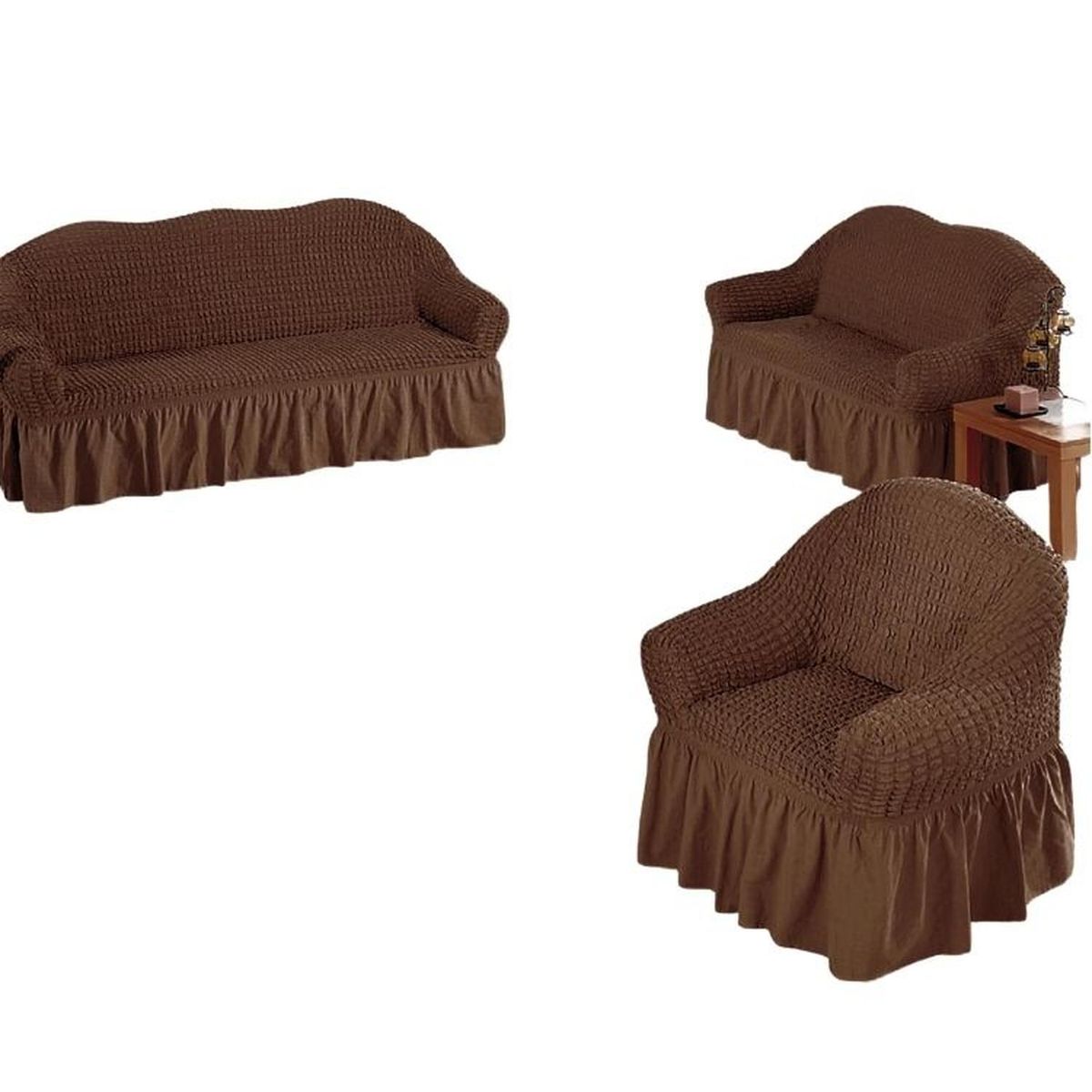 SALA FABULOSA - Funda de mueble 3-2-1 en burbuja color entero - Chocolate