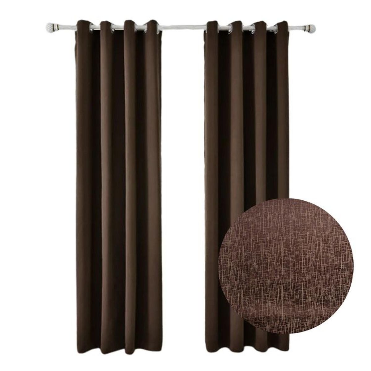 SALA FABULOSA - Cortina con aros en 2 paños- 3mts ancho x 2.30 alto. - Chocolate