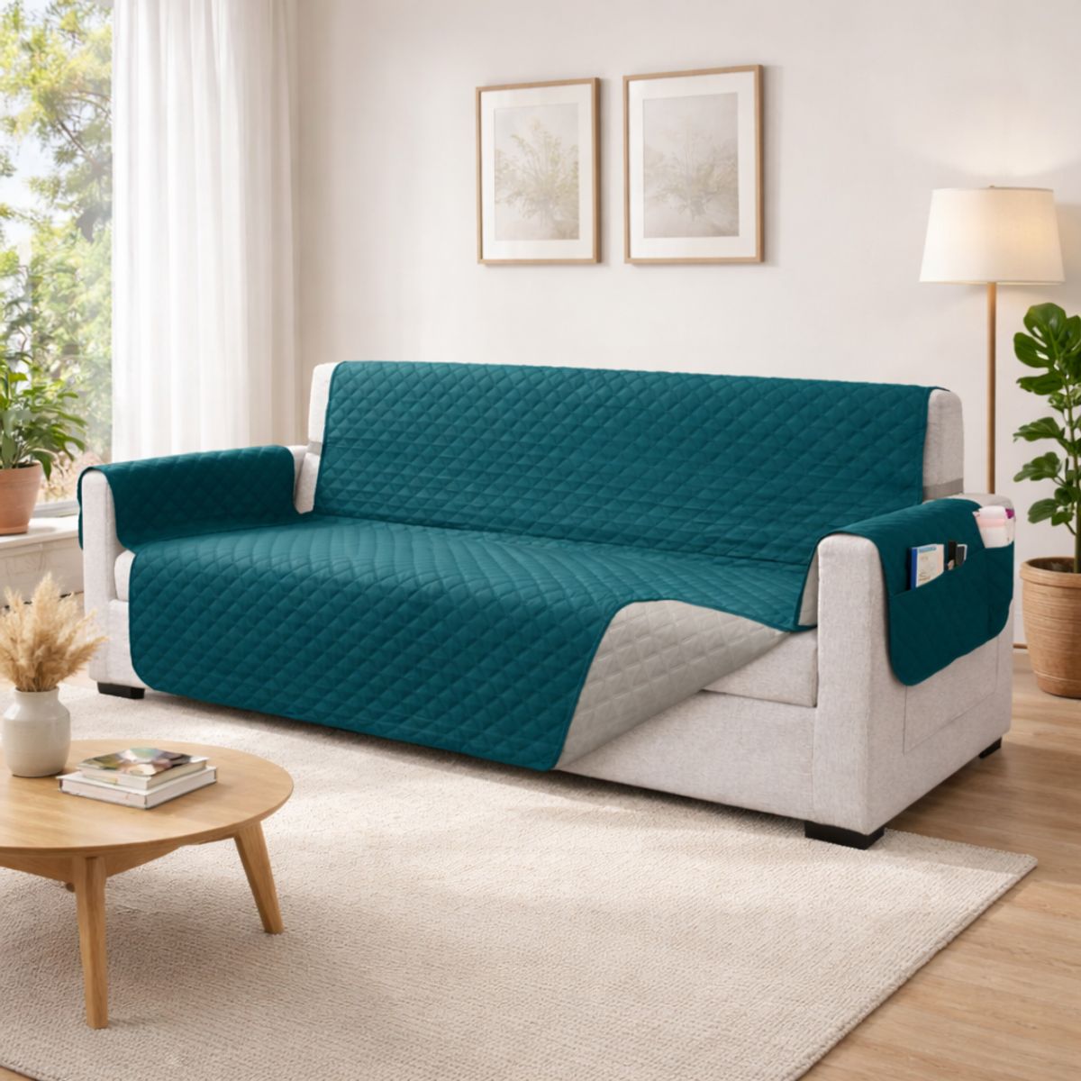 SALA FABULOSA - Protector de mueble 3-2-1 antifluído y reversible - JadeGris