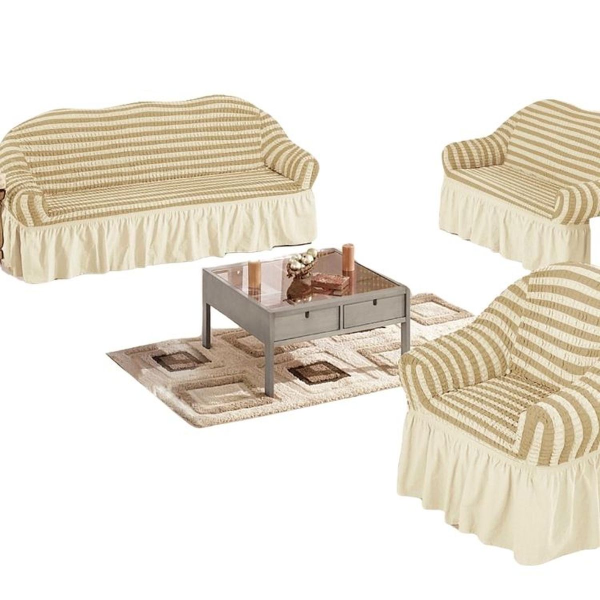 SALA FABULOSA - Funda de mueble 3-2-1 burbuja bicolor - Maíz