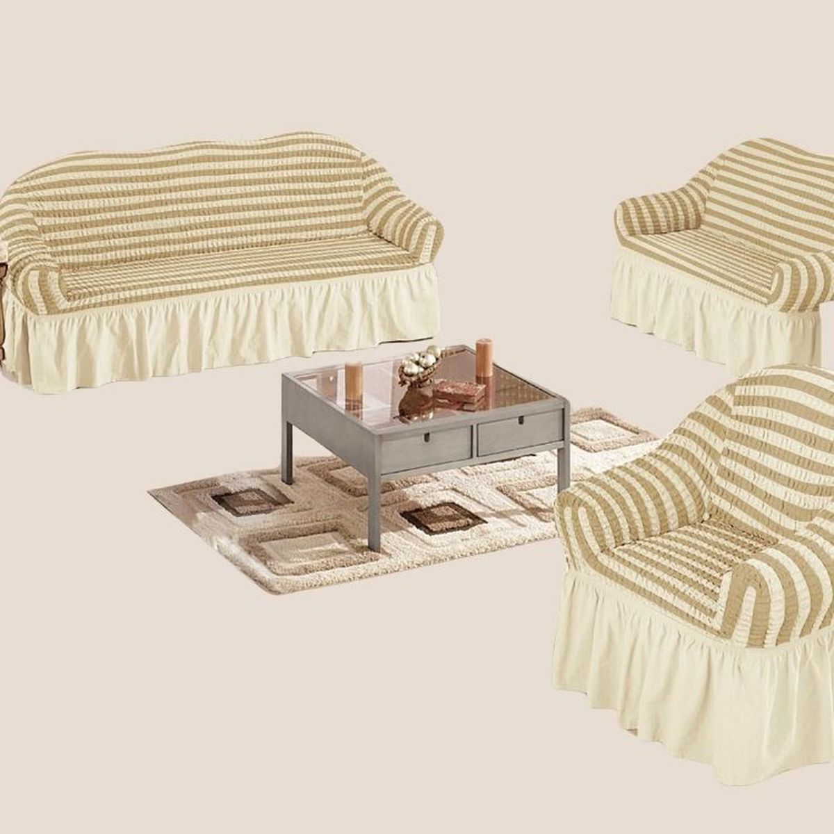 SALA FABULOSA - Funda de mueble 3-2-1 burbuja bicolor - Maíz