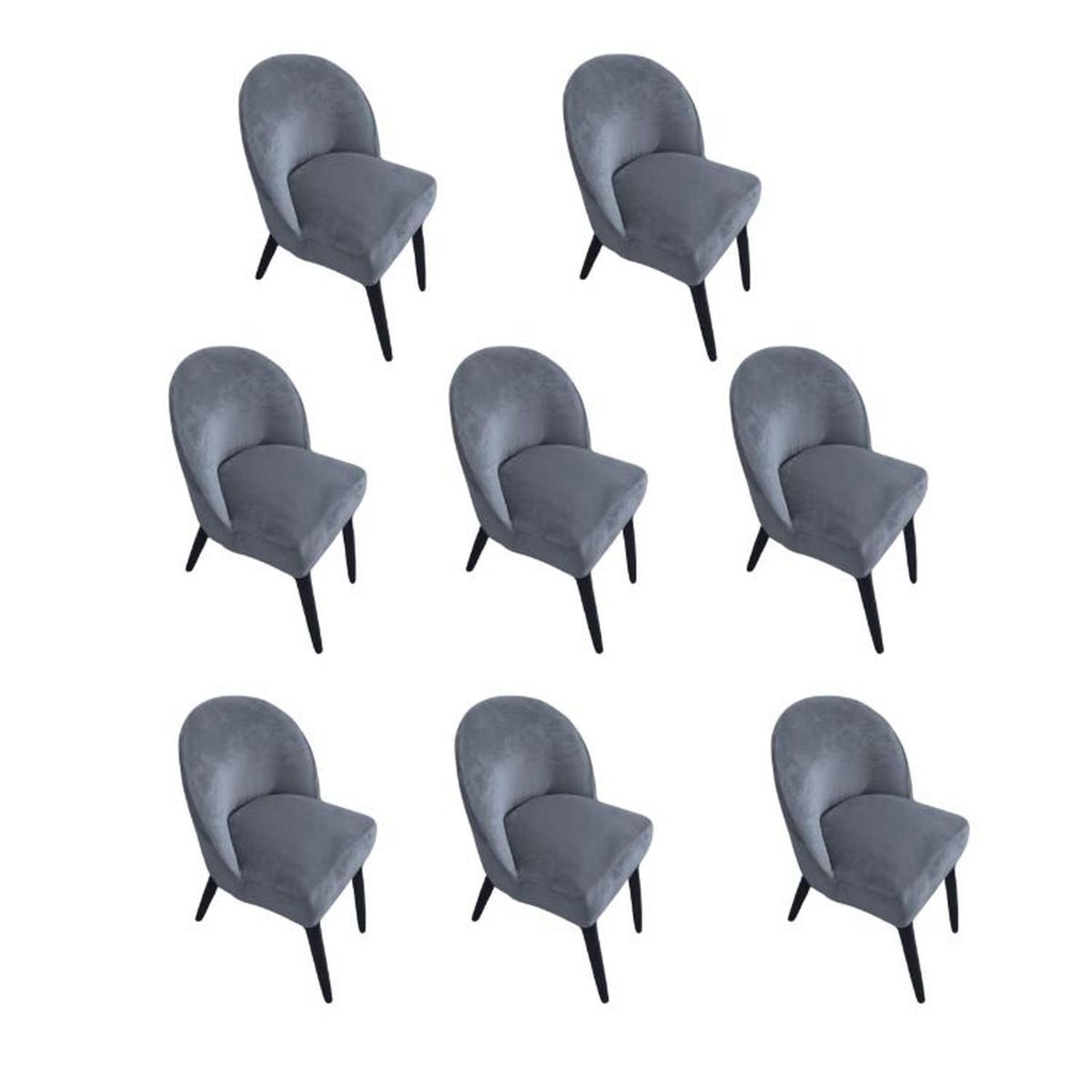 SALA FABULOSA - Funda de silla VINTAGE en terciopelo liso 8 piezas - Plomo