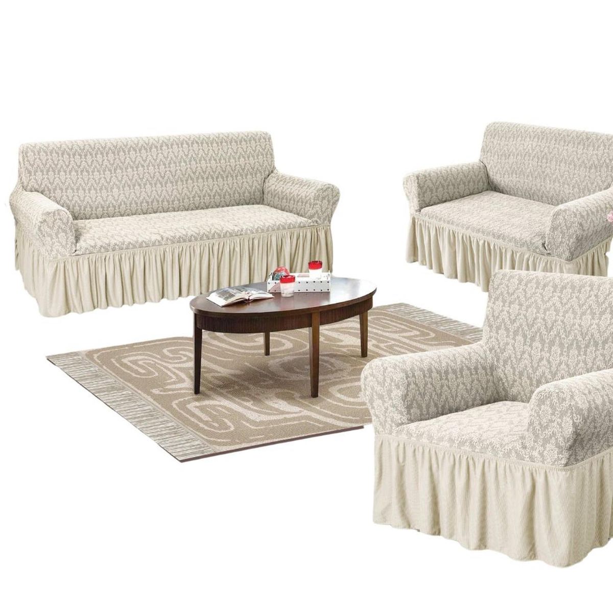 SALA FABULOSA - Funda de mueble alto relieve diamante 3-2-1 - Gris