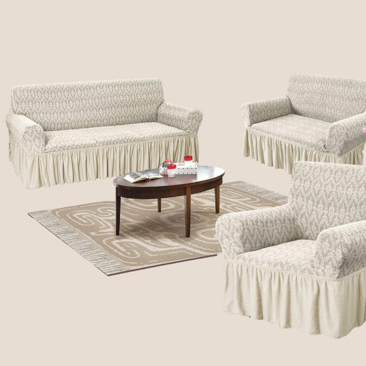 SALA FABULOSA - Funda de mueble alto relieve diamante 3-2-1 - Gris