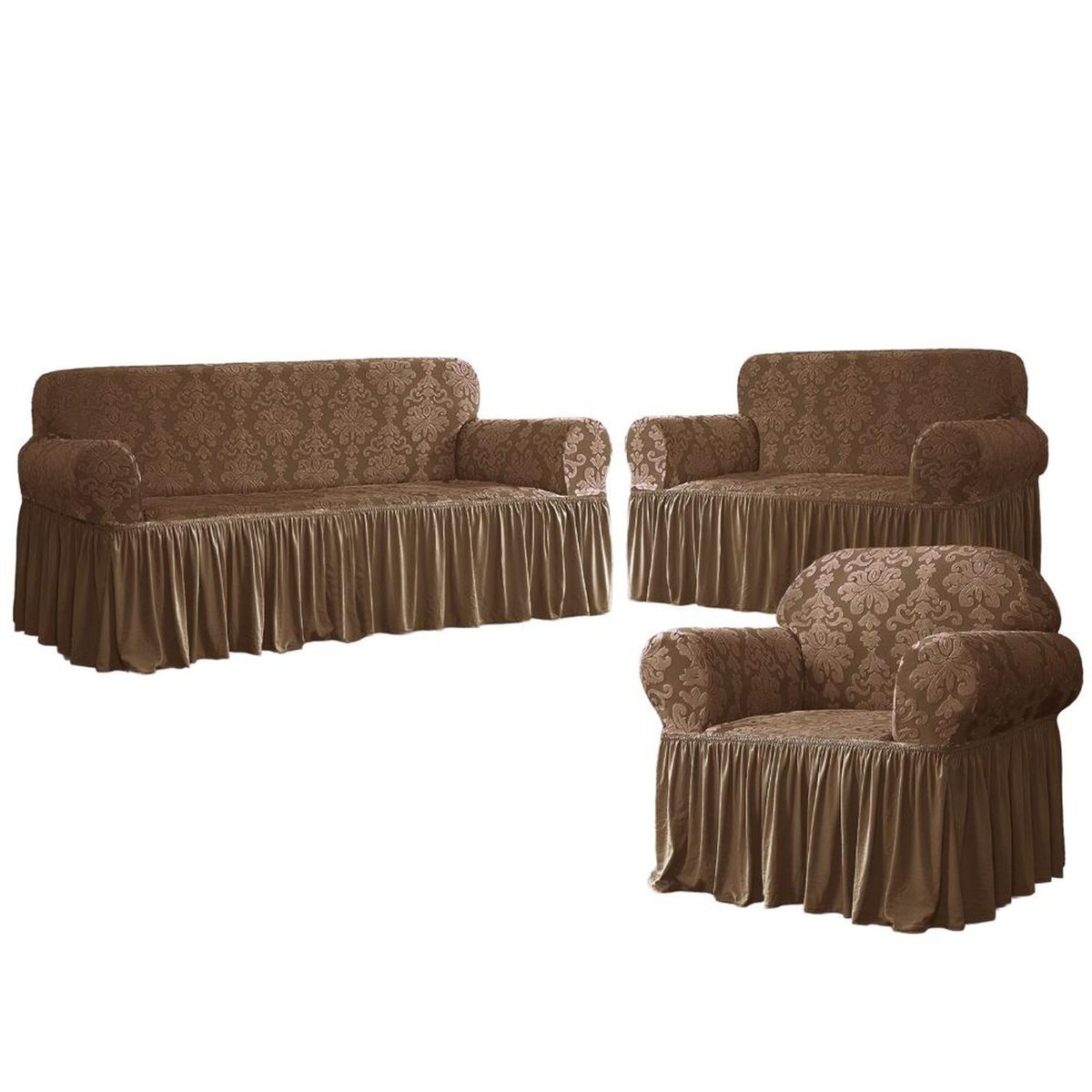 SALA FABULOSA - Funda de mueble 3-2-1 Labrado imperial - Mocca