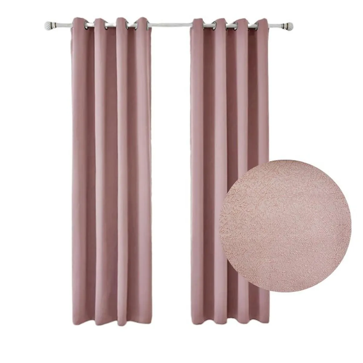 SALA FABULOSA - Cortina con aros en 2 paños- 3mts ancho x 2.30 alto. - Rosa nude